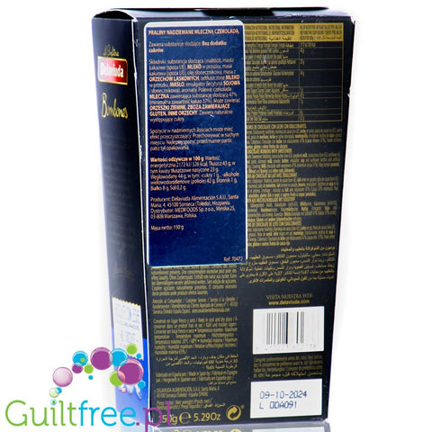 La Confiteria Delaviuda no sugar added milk chocolate pralines with hazelnut filling