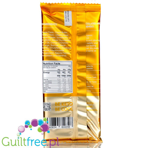 BeKeto™ 70% Cocoa Sunshine Orange  - wegańska ketogeniczna czekolada bez dodatku cukru