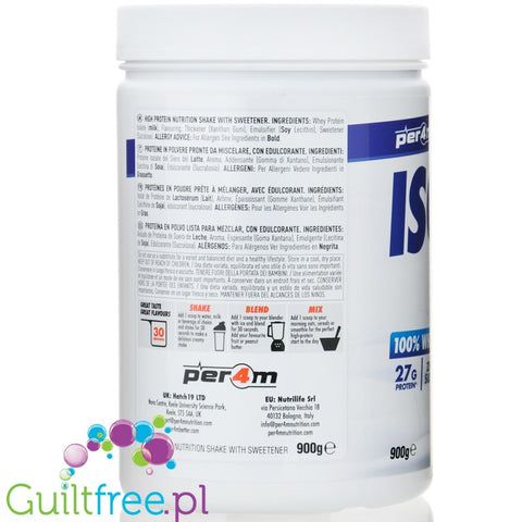 Per4m Isolate Zero Vanilla Crème - 100% WPI, 26g białka & 109kcal, smak Krem Waniliowy
