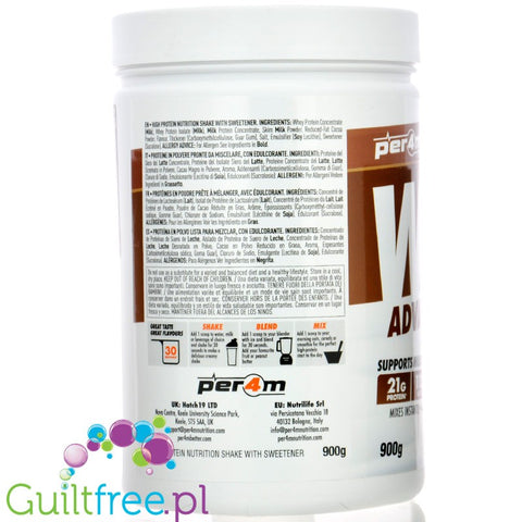 Per4m Whey Advanced Protein Chocotella 900g - gęsta odżywka białkowa WPC, WPI & MPC, Krem Czekoladowy & Orzechy