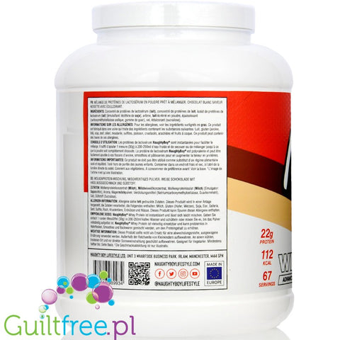 Naughty Boy Whey Advanced Protein White Chocolate Hazelnut - odżywka białkowa WPI, WPC, Biała Czekolada z Orzechami Laskowymi