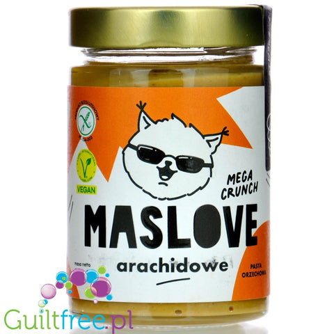 Maslove Arachidowe Mega Crunch 290g z dużymi kawałkami orzechów, szklany słoik