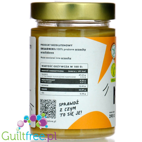 Maslove Arachidowe Classic 290g mielone masło orzechowe 100% orzechy, szklany słoik