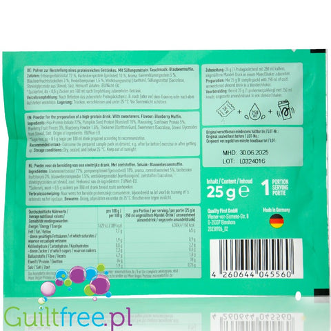 More Nutrition Total Vegan Protein Blueberry Muffin - wegańska odżywka na białku grochu, dyni i słonecznikowym