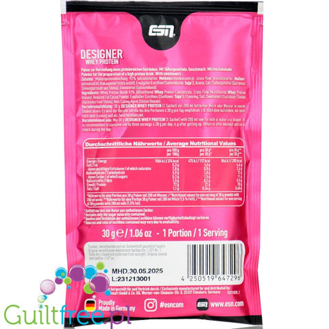 ESN Designer Whey Milk Chocolate  - WPI, WPH i WPC, odżywka białkowa, saszetka 30g,  Mleczna Czekoladowa