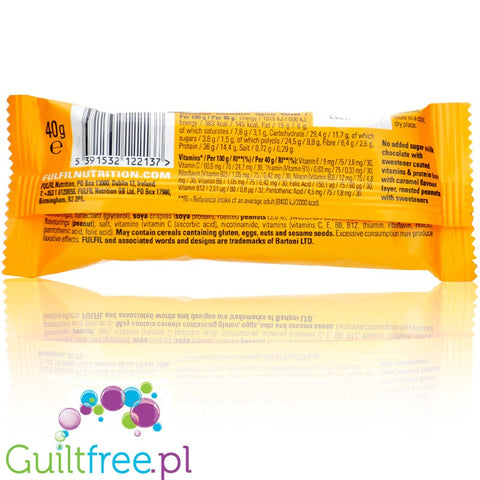 Fulfil Chocolate Peanut Caramel 40g protein bar with vitamins