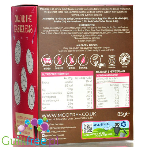 Moo Free Easter Egg Rocky Road - GIGA jajo wielkanocne z wegańskiej czekolady różnymi dodatków