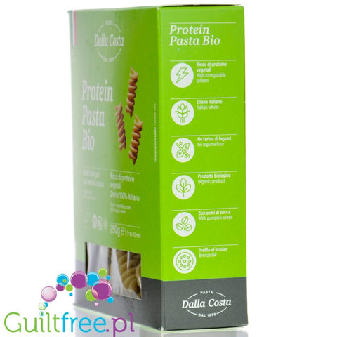 Dalla Costa Makaron Proteinowy BIO semolinowy z dynią, świderki, bezglutenowy, wysokobiałkowy