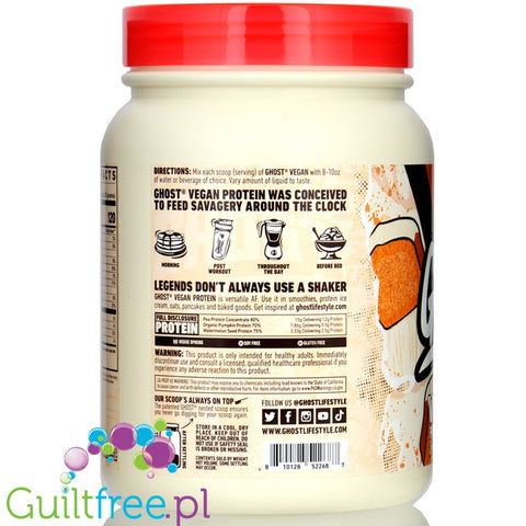 Ghost Vegan Protein Pumpkin Spice Cake - wegańska odżywka białkowa bez soi i glutenu, smak Ciasto Dyniowe