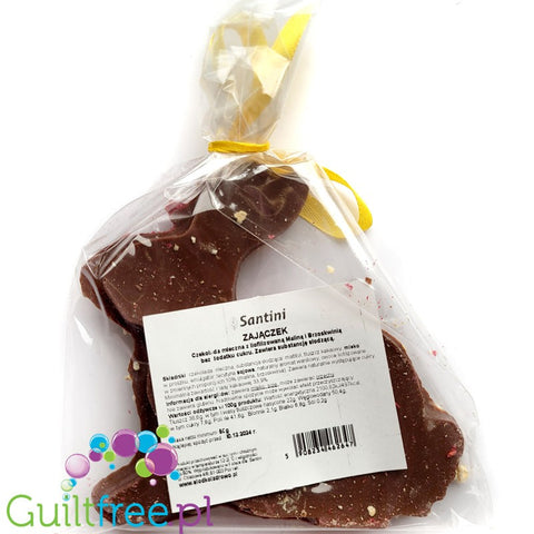 Santini Wielkanoc, Zajączek XL - Czekolada mleczna bez cukru z owocami Malina & Brzoskwinia