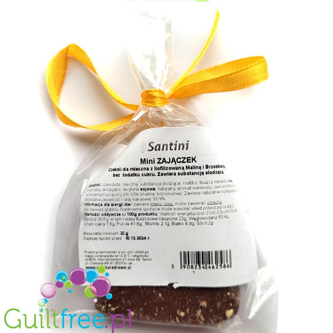 Santini Wielkanoc, Zajączek S - Czekolada mleczna bez cukru z owocami (Malina & Brzoskwinia)