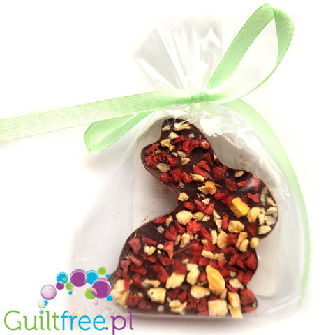 Santini Wielkanoc,  Zajączek S - ciemna czekolada bez cukru z owocami, Malina & Brzoskwinia