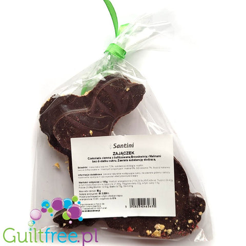 Santini Wielkanoc, Zajączek L - ciemna czekolada bez cukru z owocami, Jagoda z Truskawką