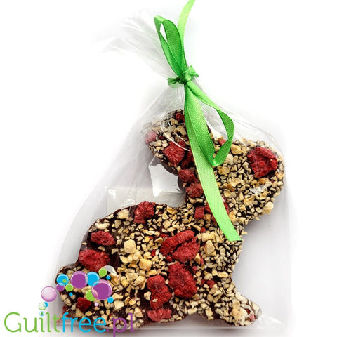 Santini Wielkanoc, Zajączek L - ciemna czekolada bez cukru z owocami, Jagoda z Truskawką