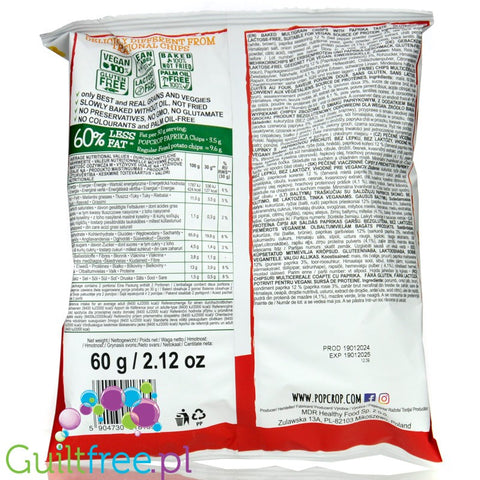 Popcrop Piramidki Sweet Paprika - wegańskie, bezglutenowe chipsy proteinowe, Słodka Papryka