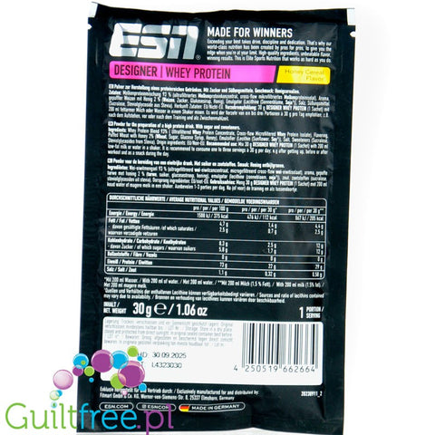 ESN Designer Whey Honey Cereal 30g - odżywka białkowa o smaku miodowych płatków, WPI, WPH & WPC, saszetka 30g