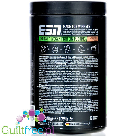ESN Designer Vegan Protein Pudding Chocolate 360g - wegański budyń białkowy o smaku czekoladowym 12 porcji