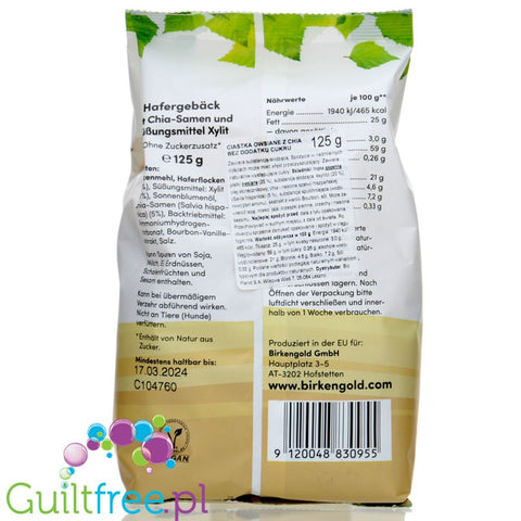 Birkengold Chia Hafer-Kekse - vegan oatmeal cookies with chia and xylitol, no added sugar