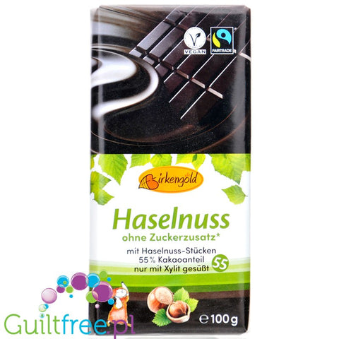 BirkenGold Hazelnut - no added sugar milk chocolate with hazelnuts, sweetened with xylitol only
