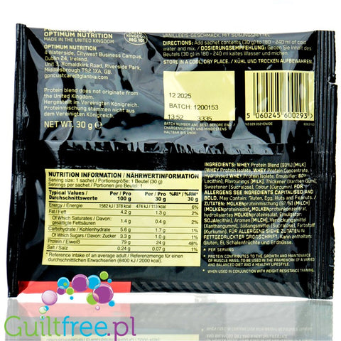 Optimum Nutrition, Whey Gold Standard 100%, Vanilla Ice Cream, saszetka