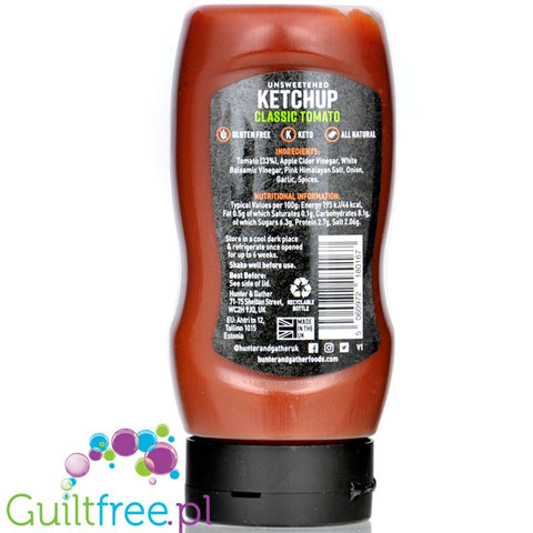 Hunter & Gather Classic Tomato Ketchup 46kcal - pikantny keto keczup niesłodzony, bez słodzików