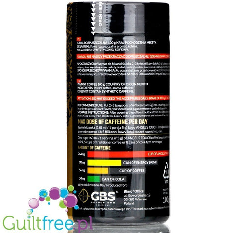 GBS Angel's Touch kawa rozpuszczalna o podwyższonej zawartości kofeiny, Pączek z Czekoladą & Wiśniami