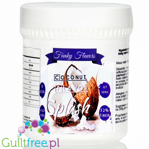 Funky Flavors Splash Coconut 9kcal 50g - kokosowy aromat słodzący w proszku z kokosem, migdałami i białą czekoladą