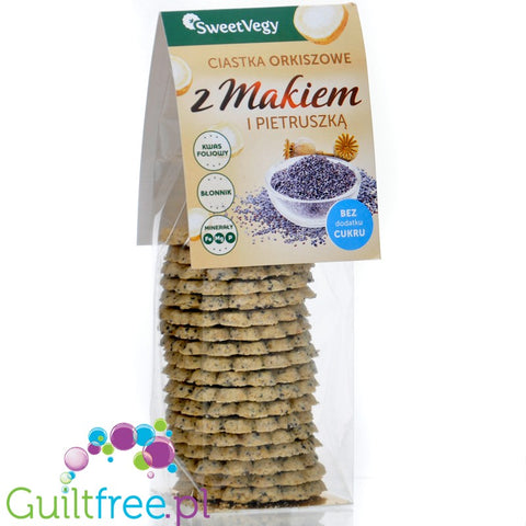 SweetVegy Mak & Pietruszka - wegańskie ciastka orkiszowe z Pietruszką i Makiem bez dodatku cukru