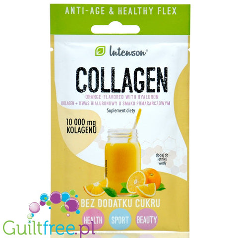Intenson Collagen + Kwas Hialuronowy Pomarańcza - kolagen  z kwasem hialuronowym bez cukru o smaku pomarańczowym, saszetka