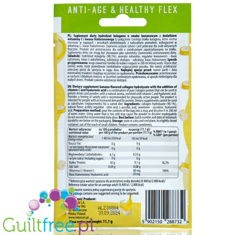 Intenson Collagen + Kwas Hialuronowy Banan - kolagen  z kwasem hialuronowym bez cukru o smaku bananowym, saszetka