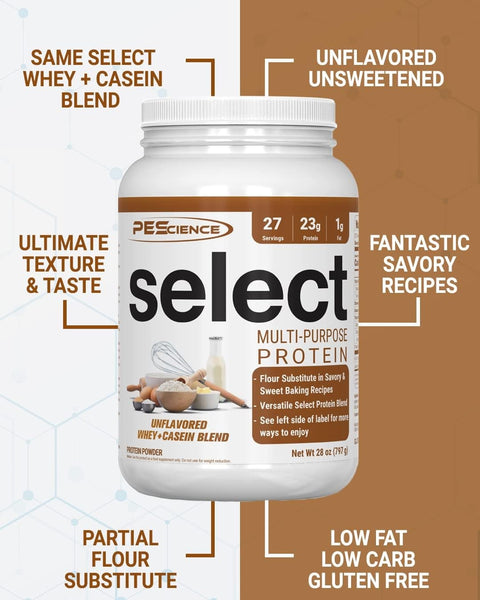 PES Select Multi-Purpose Protein Whey & Casein Unflavored - bezsmakowe białko wielofunkcyjne do pieczenia