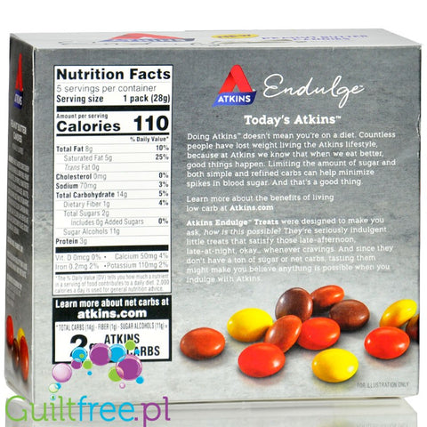 Atkins Endulge Peanut Butter Candies PUDEŁKO x 5szt  - Lukrowane drażetki z kremem z masła orzechowego 2g cukru