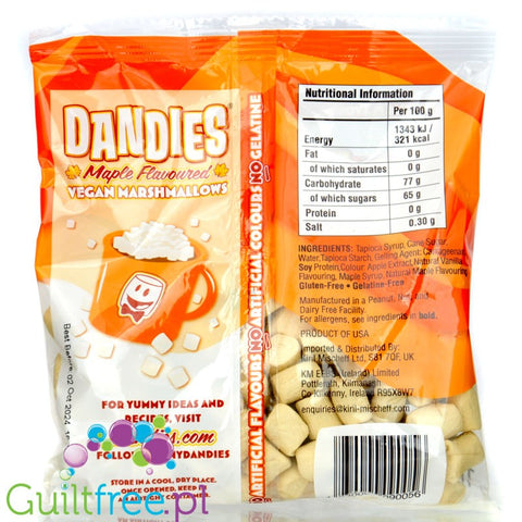 Dandies Vegan Marshmallows Maple - wegańskie mini pianki o smaku klonowym bez sztucznych barwników i aromatów