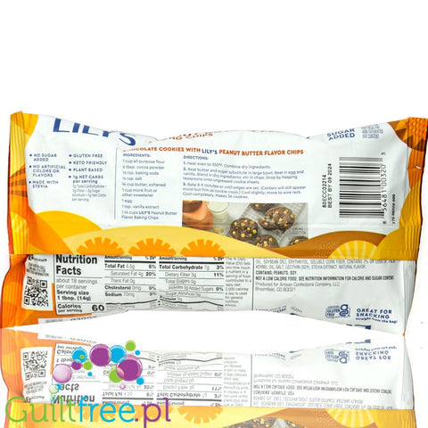 Lily's Sweets Peanut Butter Flavor Baking Chips, No Sugar Added