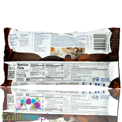 Lily's Sweets Chocolate Espresso Baking Chips - kropelki bez cukru Masło Orzechowe, tylko ze stewią i erytrolem