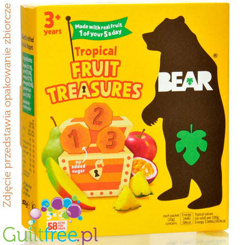Bear Fruit Treasures Tropical 20g - przekąska owocowa 100% owoców