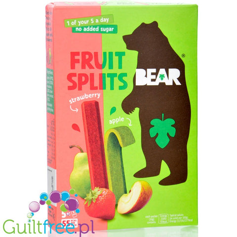 Bear Fruit Splits Strawberry & Apple 20g - zdrowa przekąska 100% owoców, Jabłko & Truskawka