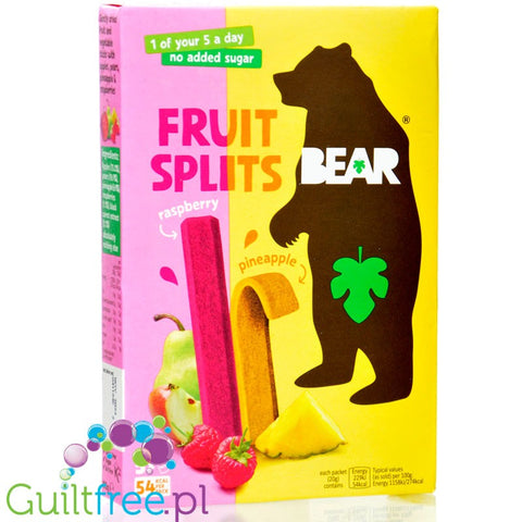 Bear Fruit Splits Raspberry & Pineapple 20g - healthy snack 100% fruit