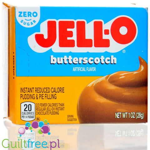 JellO Buttercotch Pudding Zero Sugar - Zero sugar & fat instant pudding, Biscuit Cookie flavor.