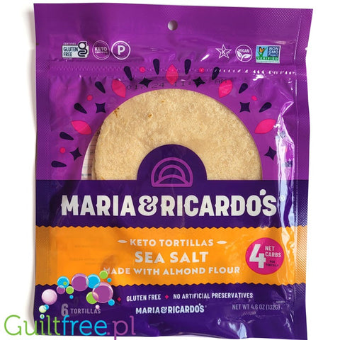 Maria & Ricardo's Almond Keto Tortillas, Sea Salt - keto tortille migdałowe 75kcal & 4g węglowodanów