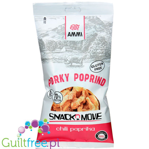 AMMI Porky Poprind Chilli Paprika 40g - keto prażynki wieprzowe bez węglowodanów 70% białka