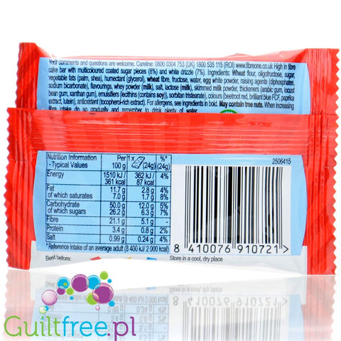 Fibre One 90 Calorie Birthday Cake Square - mleczno-biszkoptowy batonik, smak Tort Urodzinowy