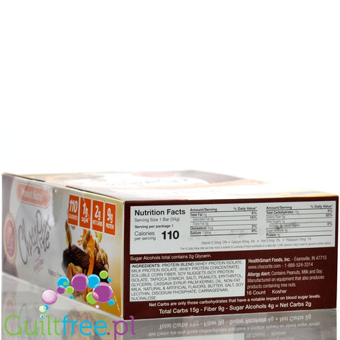 Healthsmart ChocoRite Snack Bar Peanut Butter PUDEŁKO x 16 SZTUK - baton białkowy bez cukru i bez maltitolu