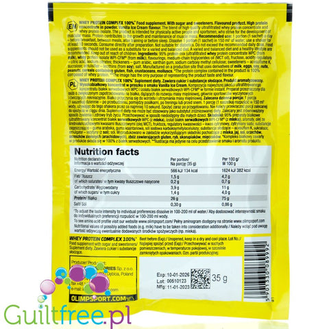 Olimp Whey Protein Complex Vanilla Ice Cream - odżywka białkowa w saszetce o smaku Lodów Waniliowych