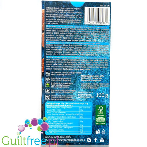 Pure & Good sugar free milk chocolate sweetened only with stevia and erythritol