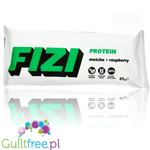 FIZI Guilty Matcha & Raspberry - wegański baton proteinowy w polewie czekoladowej, Matcha z Maliną