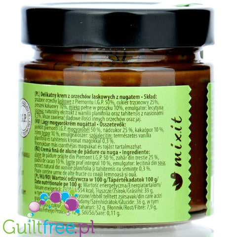 Mixitella Gianduia Nougat Cocoa - oryginalny krem Gianduia z orzechami laskowymi z Piemontu IGP  50% orzechów