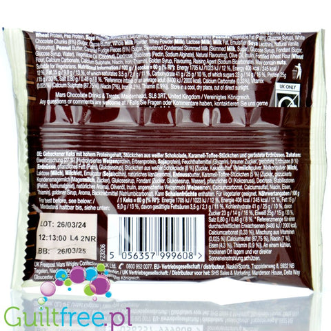 Snickers Hi-Protein Cookie White Chocolate & Peanut - ciastko proteinowe 15g białka z kawałkami białej czekolady i orzechami