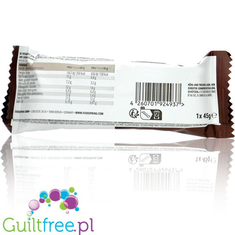 Foodspring Protein Bar Extra Chocolate, Double Choc Cashew - coated protein bar, Milk Chocolate & Cashews