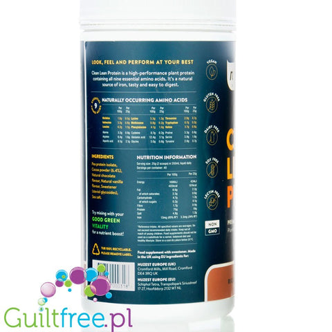 Nuzest Clean Lean Protein Rich Chocolate 1kg - vegan ultra-pure protein supplement based on European peas